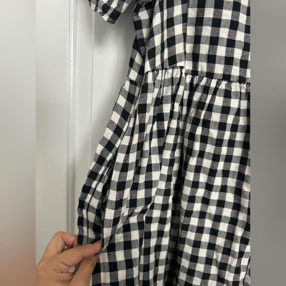 Madewell Women Linen Blend Allie Mini Dress in Gingham Check size small preppy - Picture 8 of 15